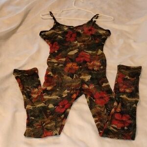 Love Woman's Netted Olive/Multicolor Jumpsuit, Size: L, NWT